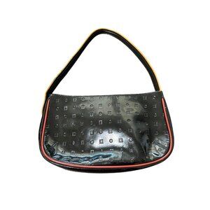 Arcadia Black Patent Leather Hobo Baguette Shoulder Bag